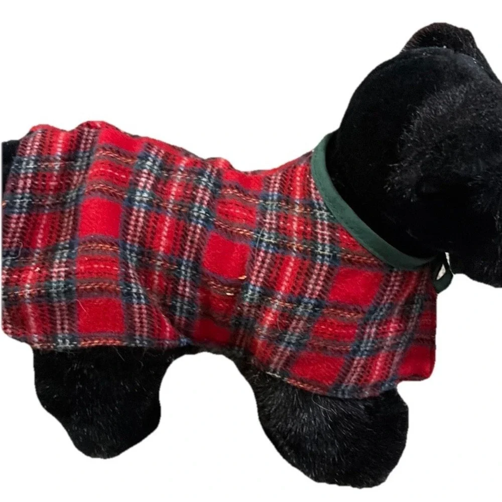 Harrods Scottish Terrier Scottie Dog Plush Red Tartan Coat Blk StuffedDog London